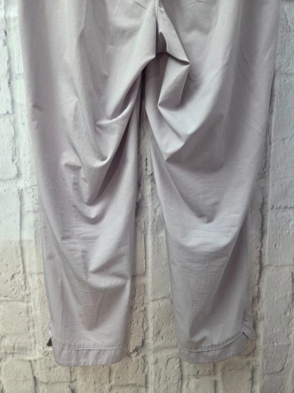 Apana Large Light Lavender Gray Drawstring Scalloped Jogger Pants Spring Casual